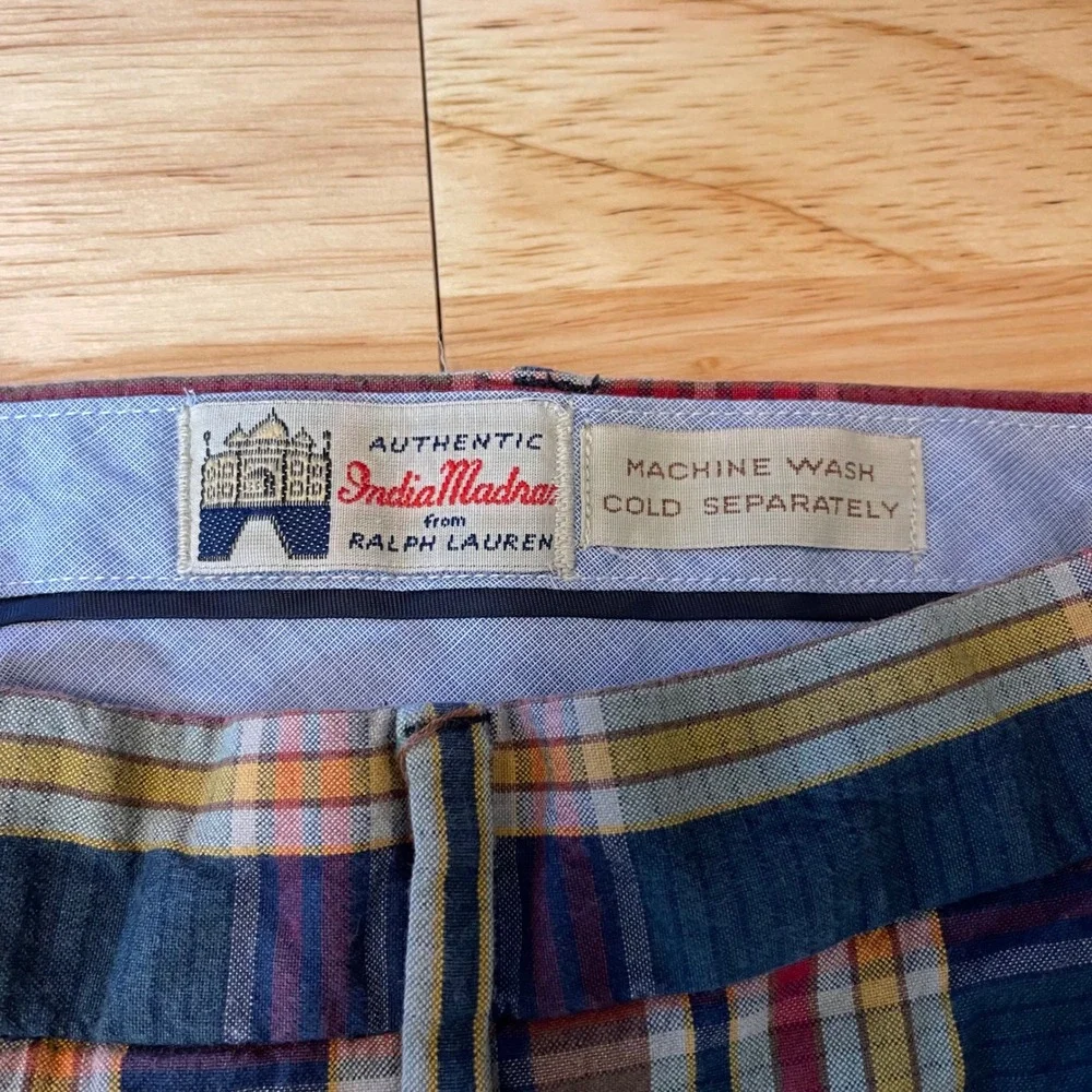 Polo Ralph Lauren India Madras Plaid Classic Fit Chino Shorts Men's Size‎ 34